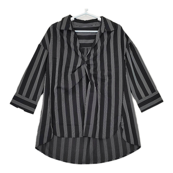 CAPRICIEUX LE'MAGE スキッパーシャツ 長袖 ストライプ LEZ1091304A0004 プルオーバー ブラウス シャツ ブラック ホワイト レディース カプリシューレマージュ【中古】5-0801M△