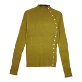 Jena espace merveilleux ボタンデザイン リブ セーター ニット カーキ レディース ジェナエスパスメルヴェイユ【中古】5-1208T∞