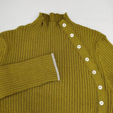 Jena espace merveilleux ボタンデザイン リブ セーター ニット カーキ レディース ジェナエスパスメルヴェイユ【中古】5-1208T∞