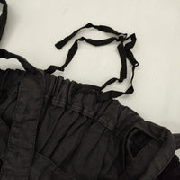 nest Robe サスペンダー付き リネン 日本製 製品染め 01152-1221 スカート ブラック レディース ネストローブ【中古】5-1001M∞