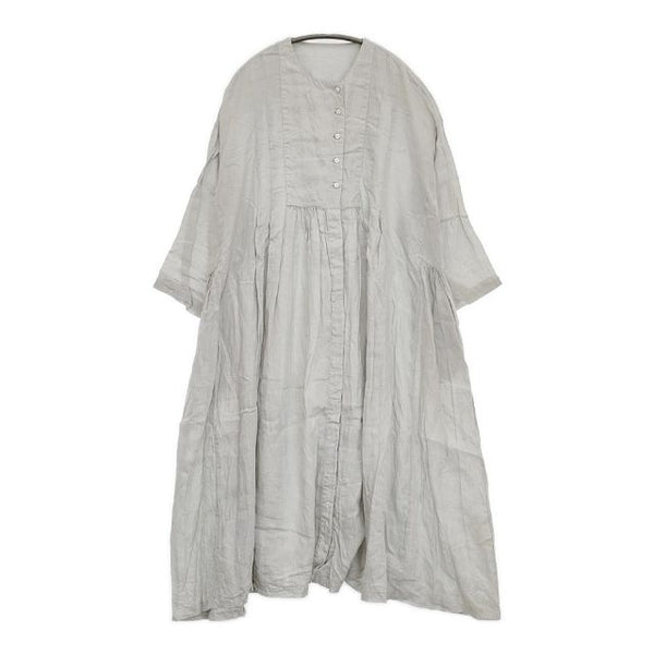 nest Robe 製品染め 01201-1441 リネンフロントオープンギャザー ワンピース ライトブルー系 レディース ネストローブ【中古】5-1001M∞