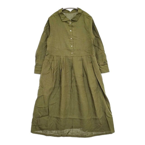 nest Robe リネンドレス 後染め 01184-1141 ギャザー ワンピース グリーン レディース ネストローブ【中古】5-1001M∞