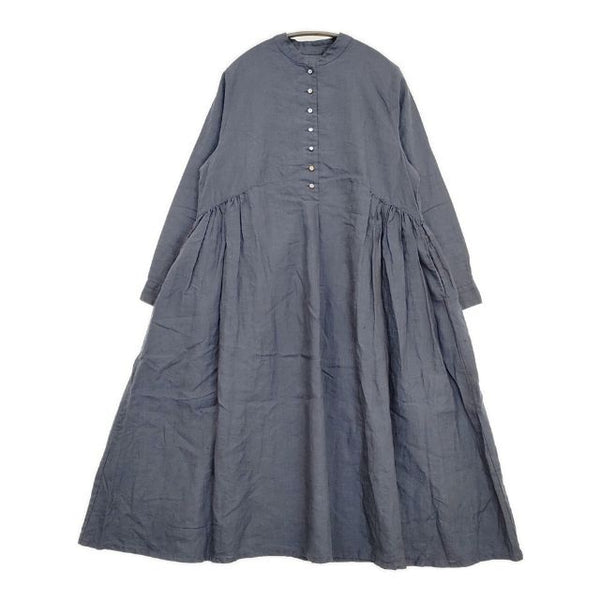nest Robe 後染めリネンドレス High thread count linen classy dress 01191-1097 ワンピース ブルー レディース ネストローブ【中古】5-1001M∞