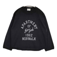 BLUE LAKE MARKET アメリカンドライ天竺 切替ヘムラウンド プリントTee 定価7590円 長袖Ｔシャツ カットソー ロンＴ ブラック レディース ブルーレイクマーケット【中古】5-0924M∞