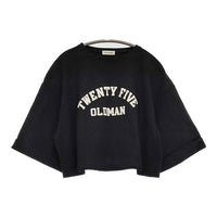 SOLAMONAT ペンネ天竺 折り返し袖ロゴカットソー 定価9350円 カットソー ブラック レディース ソラモナ【中古】5-0924S∞