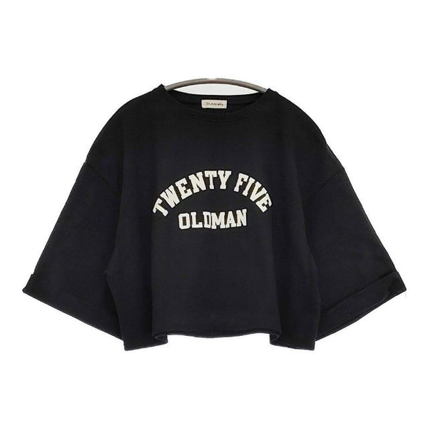 SOLAMONAT ペンネ天竺 折り返し袖ロゴカットソー 定価9350円 カットソー ブラック レディース ソラモナ【中古】5-0924S∞