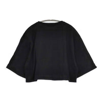 SOLAMONAT ペンネ天竺 折り返し袖ロゴカットソー 定価9350円 カットソー ブラック レディース ソラモナ【中古】5-0924S∞