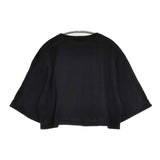 SOLAMONAT ペンネ天竺 折り返し袖ロゴカットソー 定価9350円 カットソー ブラック レディース ソラモナ【中古】5-0924S∞