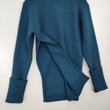 CLANE 11106-1172 SLANT CUT KNIT TOPS サイドスリット リブ ウール混 セーター ニット ライトブルー レディース クラネ【中古】5-1111T△