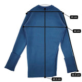 CLANE 11106-1172 SLANT CUT KNIT TOPS サイドスリット リブ ウール混 セーター ニット ライトブルー レディース クラネ【中古】5-1111T△