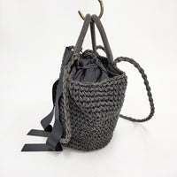 Bilitis dix-sept ans ペーパークロス Woven Bag Mサイズ かごバッグ ブラック レディース ビリティス ディ セッタン【中古】5-0809S◎