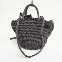 Bilitis dix-sept ans ペーパークロス Woven Bag Mサイズ かごバッグ ブラック レディース ビリティス ディ セッタン【中古】5-0809S◎