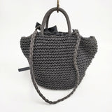 Bilitis dix-sept ans ペーパークロス Woven Bag Mサイズ かごバッグ ブラック レディース ビリティス ディ セッタン【中古】5-0809S◎