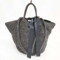 Bilitis dix-sept ans ペーパークロス Woven Bag Lサイズ かごバッグ ブラック レディース ビリティス ディ セッタン【中古】5-0809S◎