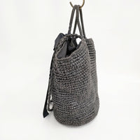 Bilitis dix-sept ans ペーパークロス Woven Bag Lサイズ かごバッグ ブラック レディース ビリティス ディ セッタン【中古】5-0809S◎