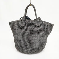 Bilitis dix-sept ans ペーパークロス Woven Bag Lサイズ かごバッグ ブラック レディース ビリティス ディ セッタン【中古】5-0809S◎