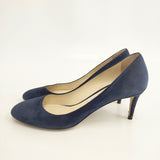 JIMMY CHOO スウェード ラウンドトゥ 38.5 パンプス ネイビー レディース ジミーチュウ【中古】5-1119T◎