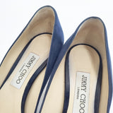 JIMMY CHOO スウェード ラウンドトゥ 38.5 パンプス ネイビー レディース ジミーチュウ【中古】5-1119T◎