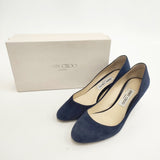 JIMMY CHOO スウェード ラウンドトゥ 38.5 パンプス ネイビー レディース ジミーチュウ【中古】5-1119T◎