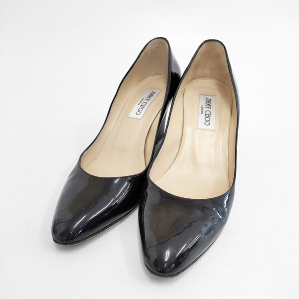 JIMMY CHOO エナメル サイズ38.5 パンプス ブラック レディース ジミーチュウ【中古】5-0904G◎