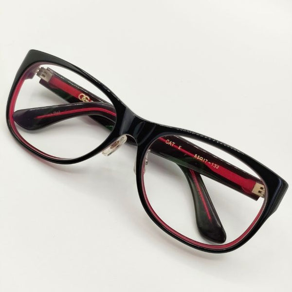 Oliver Goldsmith CAT 55□17-132 度なし メガネ ブラック レッド クリア レディース オリバー ゴールドスミス【中古】5-0813G∞