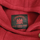 OLD ENGLAND ウール フード付き 英国製 ヘリンボーン ダッフルコート レッド レディース オールドイングランド【中古】5-1103A♪