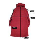 OLD ENGLAND ウール フード付き 英国製 ヘリンボーン ダッフルコート レッド レディース オールドイングランド【中古】5-1103A♪