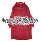 OLD ENGLAND ウール フード付き 英国製 ヘリンボーン ダッフルコート レッド レディース オールドイングランド【中古】5-1103A♪