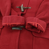 OLD ENGLAND ウール フード付き 英国製 ヘリンボーン ダッフルコート レッド レディース オールドイングランド【中古】5-1103A♪