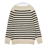 YURI+PARK イタリア製 メリノウール ボーダー セーター ニット アイボリー ネイビー レディース ユリパーク【中古】5-1129T∞