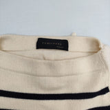 YURI+PARK イタリア製 メリノウール ボーダー セーター ニット アイボリー ネイビー レディース ユリパーク【中古】5-1129T∞