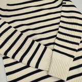 YURI+PARK イタリア製 メリノウール ボーダー セーター ニット アイボリー ネイビー レディース ユリパーク【中古】5-1129T∞