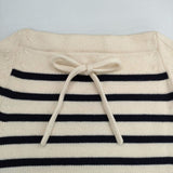 YURI+PARK イタリア製 メリノウール ボーダー セーター ニット アイボリー ネイビー レディース ユリパーク【中古】5-1129T∞