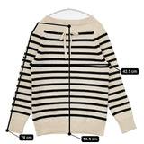 YURI+PARK イタリア製 メリノウール ボーダー セーター ニット アイボリー ネイビー レディース ユリパーク【中古】5-1129T∞