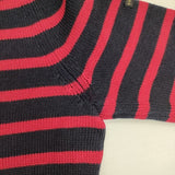 YURI+PARK イタリア製 メリノウール ボーダー セーター ニット ネイビー レッド レディース ユリパーク【中古】5-1129T∞