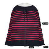 YURI+PARK イタリア製 メリノウール ボーダー セーター ニット ネイビー レッド レディース ユリパーク【中古】5-1129T∞