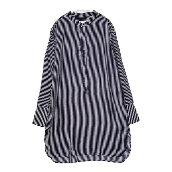 EQUIPMENT FEMME ストライプ シルク シャツワンピース ワンピース ネイビー ホワイト レディース エキプモン【中古】5-0822M△