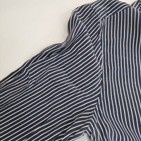 EQUIPMENT FEMME ストライプ シルク シャツワンピース ワンピース ネイビー ホワイト レディース エキプモン【中古】5-0822M△