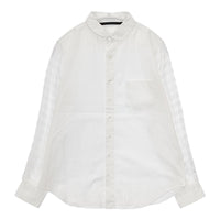 GRANDMA MAMA DAUGHTER toro 丸襟 シアースリーブ 長袖 チェック柄 ブラウス シャツ ホワイト レディース グランマママドーター【中古】5-0822M△