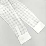 GRANDMA MAMA DAUGHTER toro 丸襟 シアースリーブ 長袖 チェック柄 ブラウス シャツ ホワイト レディース グランマママドーター【中古】5-0822M△