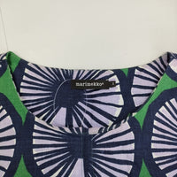 marimekko Sitrus リネン ブラウス サイズ34 ノースリーブ チュニック グリーン ネイビー レディース マリメッコ【中古】5-0704S♪