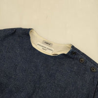 YAECA CREW NECK BLOUSE 151053 コットンリネン インディゴ デニム ブラウス シャツ ブルー レディース ヤエカ【中古】5-1001M∞