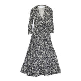 MARIHA フラワー 花柄 インド製 ドレス ワンピース ネイビー ホワイト レディース マリハ【中古】5-0710M♪