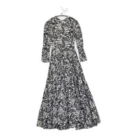MARIHA フラワー 花柄 インド製 ドレス ワンピース ネイビー ホワイト レディース マリハ【中古】5-0710M♪