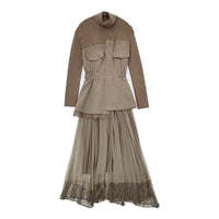 FRAY I.D FWNO0185068 レース チュール タートルネック ドッキングワンピース シルクカシミヤ混 ワンピース ベージュ レディース フレイアイディー【中古】5-0904T△