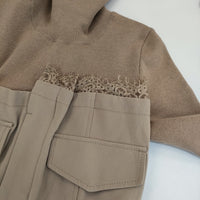 FRAY I.D FWNO0185068 レース チュール タートルネック ドッキングワンピース シルクカシミヤ混 ワンピース ベージュ レディース フレイアイディー【中古】5-0904T△