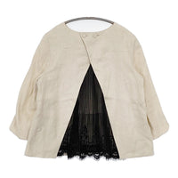 nesessaire リネン レース 14-1-3004 プリーツ ブラウス シャツ ベージュ ブラック レディース ネセセア【中古】5-0822M△