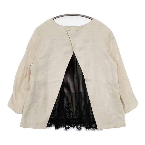 nesessaire リネン レース 14-1-3004 プリーツ ブラウス シャツ ベージュ ブラック レディース ネセセア【中古】5-0822M△