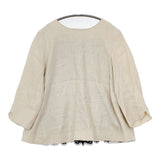 nesessaire リネン レース 14-1-3004 プリーツ ブラウス シャツ ベージュ ブラック レディース ネセセア【中古】5-0822M△
