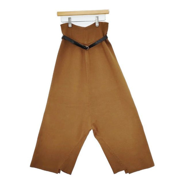AMERI SHORT LEG KNIT PANTS ベルト付き ニット サルエルパンツ ブラウン レディース アメリ【中古】5-1009T∞